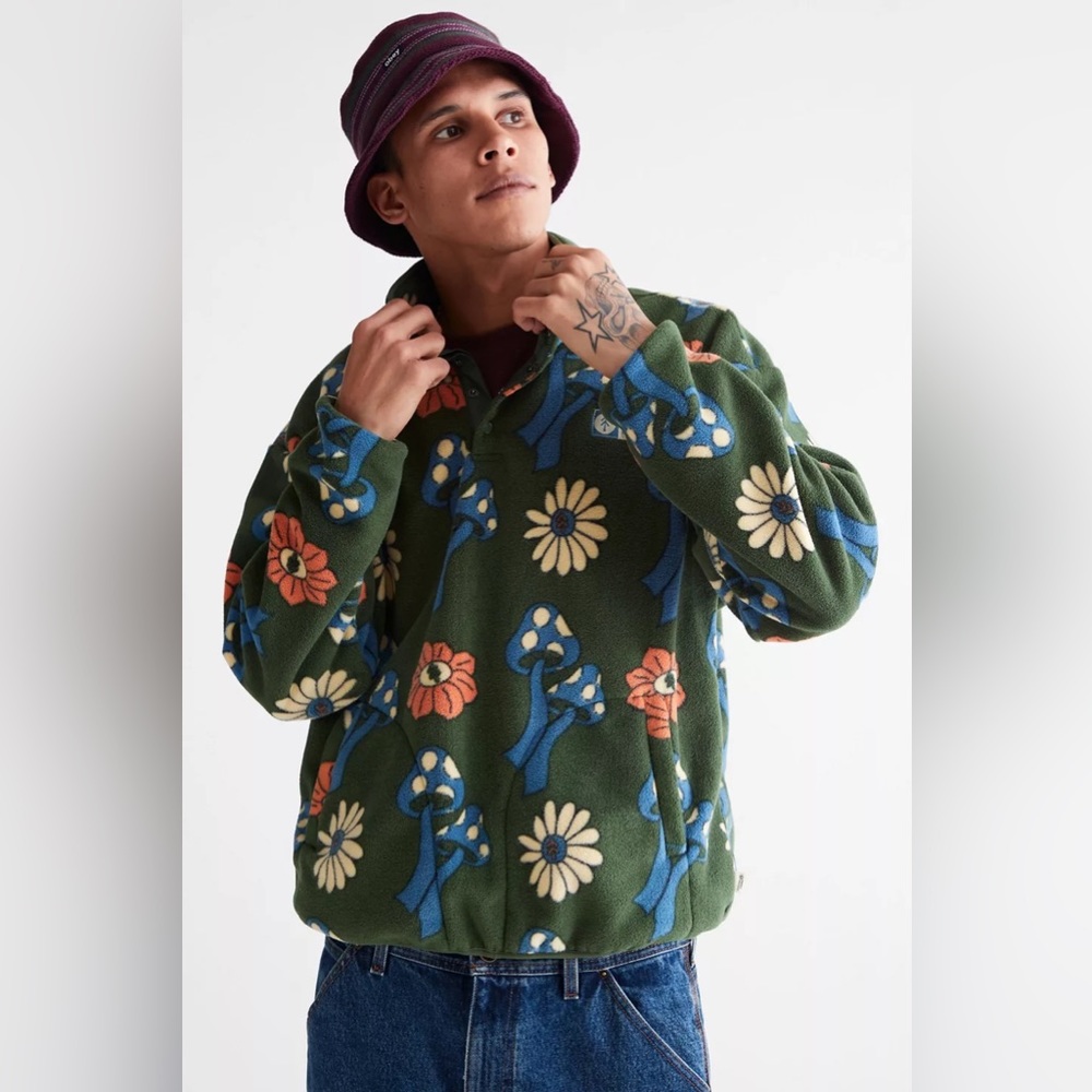 Parks Project Power To The Parks Shroom Fleece Sweatshirt, Green, M, EUC